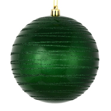 Vickerman 6" Emerald Candy Finish Ball Ornament with Glitter Lines, 3 per Bag