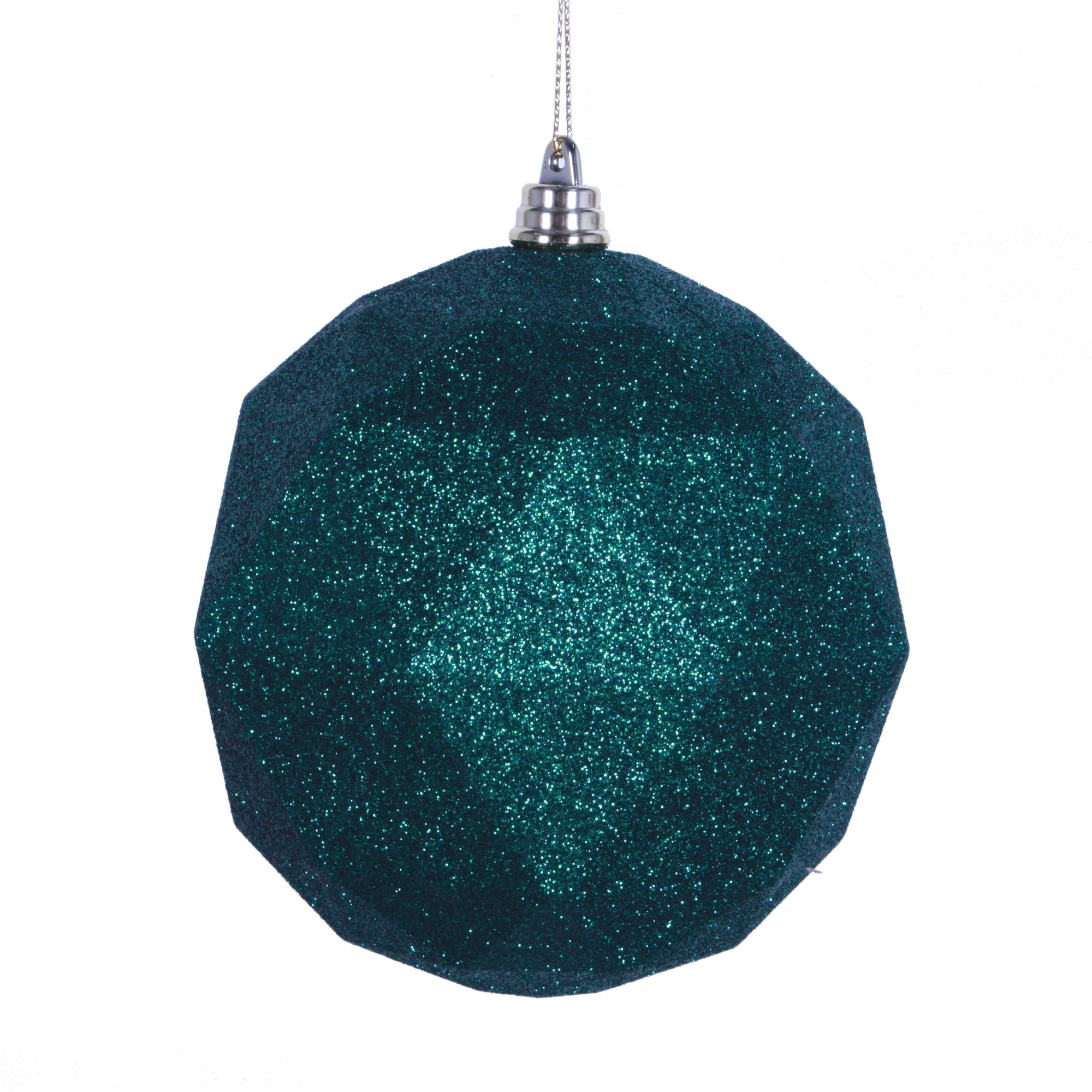 Vickerman 6" Emerald Glitter Geometric Ball Ornament, 4 per bag