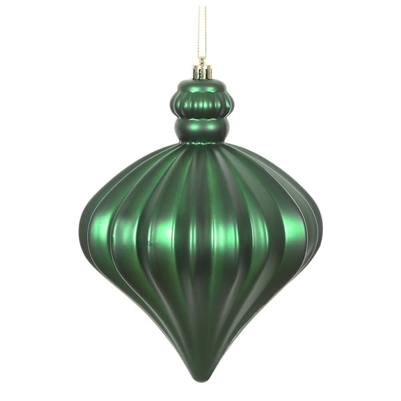 Vickerman 6" Emerald Matte Onion Drop Christmas Ornament, 4 per Bag