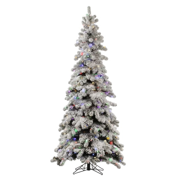 Vickerman 6' Flocked Kodiak Spruce Artificial Christmas Tree, Multi-Colored LED Lights