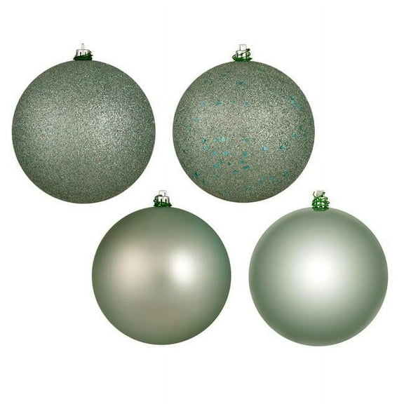 Vickerman 6" Frosty Mint 4-Finish Ball Ornament Assortment, 4 per Box