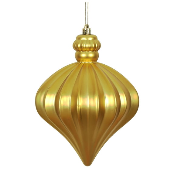 Vickerman 6" Gold Matte Onion Drop Christmas Ornament, 4 per Bag
