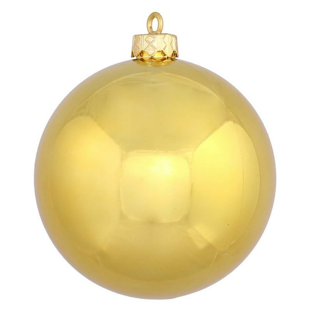 Vickerman 6" Gold Shiny Ball Ornament, 4 per Bag