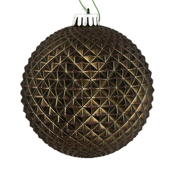 Vickerman 6" Gunmetal Durian Glitter Ball Ornament, 4 per Bag