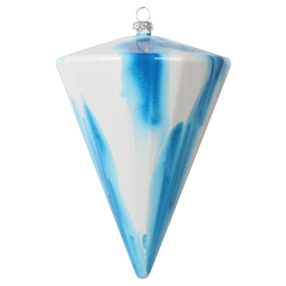 Vickerman 6"(H) x 4"(W) Blue/White Marble Cone Christmas Ornament, Set of 3