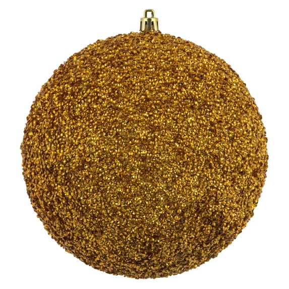 Vickerman 6" Honey Gold Beaded Ball Ornament, 4 per Bag