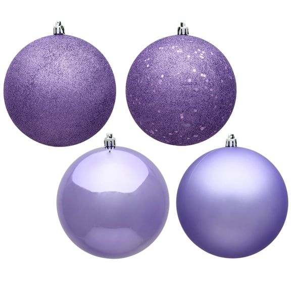 Vickerman 6" Lavender 4-Finish Ball Ornament Assortment, 4 per Box