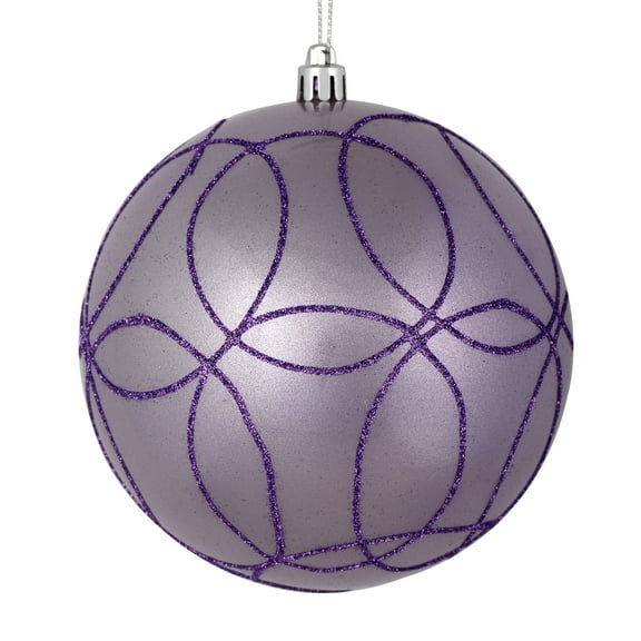 Vickerman 6" Lavender Candy Ornament with Circle Glitter Pattern, 3 per Bag