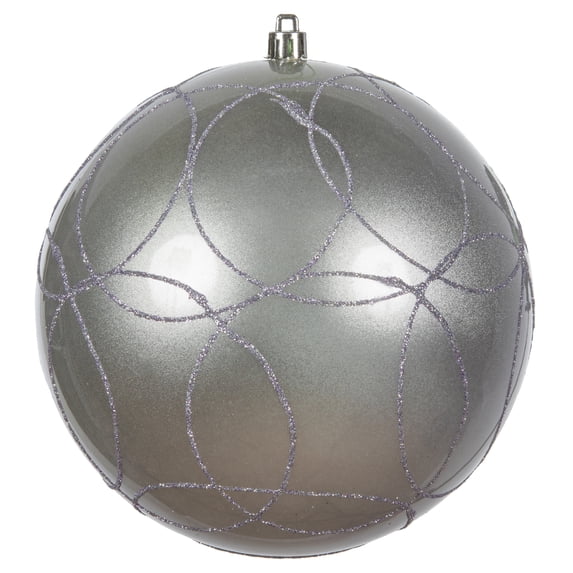 Vickerman 6" Lilac Candy Ornament with Circle Glitter Pattern, 3 per Bag