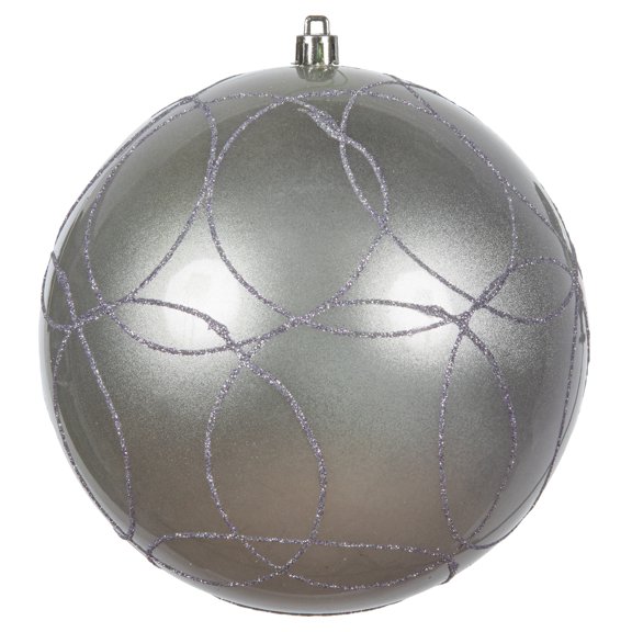 Vickerman 6" Lilac Candy Ornament with Circle Glitter Pattern, 3 per Bag