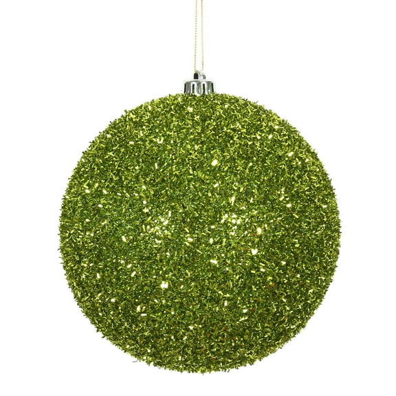 Vickerman 6" Lime Tinsel Ball Ornament, 2 per Bag