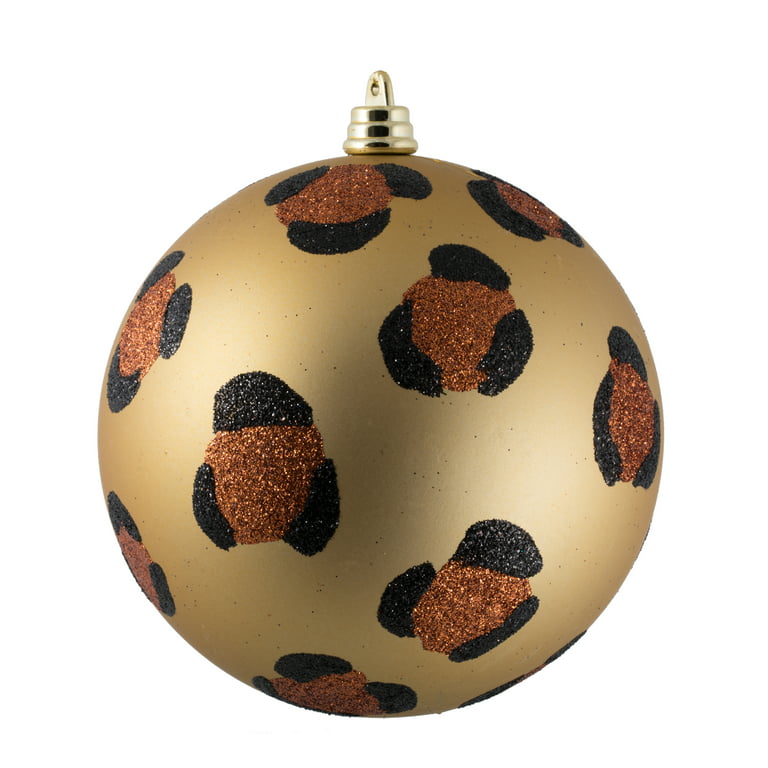 Vickerman 4.75 Matte Copper Gold with Black Glitter Leopard Ball