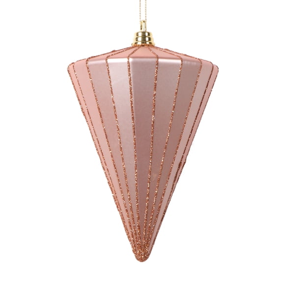 Vickerman 6" Matte Rose Gold Cone Ornament, 3 per bag.
