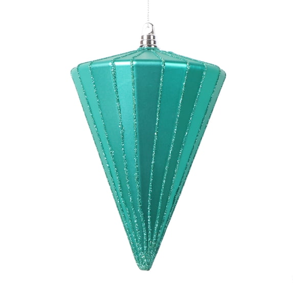 Vickerman 6" Matte Teal Cone Ornament, 3 per bag.