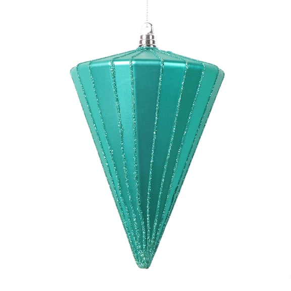 Vickerman 6" Matte Teal Cone Ornament, 3 per bag.