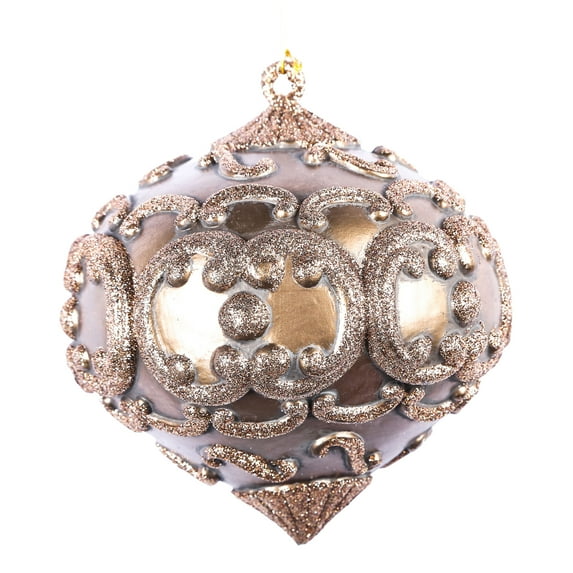 Vickerman 6" Mocha Antique Glitter Onion Christmas Ornament