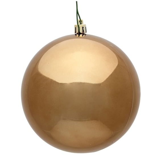 Vickerman 6" Mocha Shiny Ball Ornament, 4 per Bag