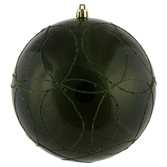 Vickerman 6" Moss Green Candy Ornament with Circle Glitter Pattern, 3 per Bag