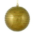 thumbnail image 1 of Vickerman 6" Olive Candy Finish Ball Ornament with Glitter Lines, 3 per Bag, 1 of 3