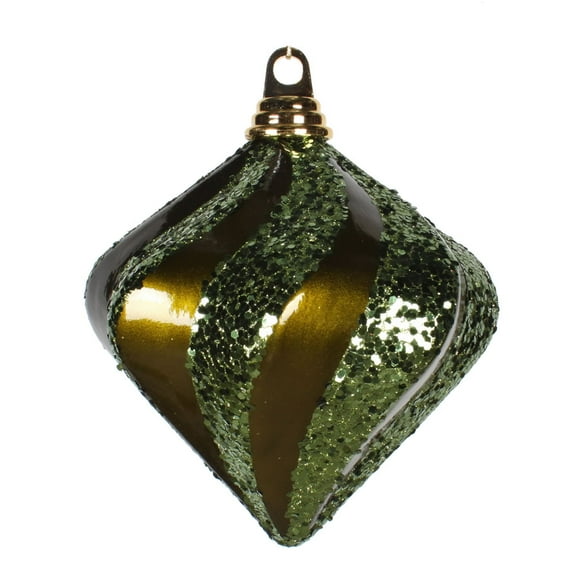 Vickerman 6" Olive Candy/Glitter Swirl Diamond Christmas Ornament
