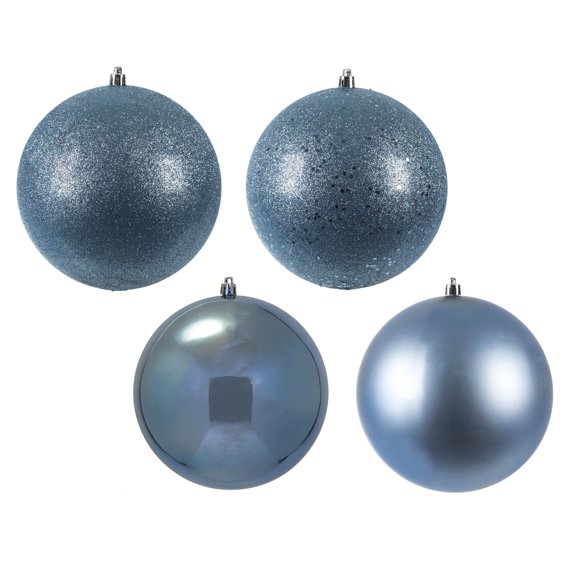 Vickerman 6" Periwinkle 4-Finish Ball Ornament Assortment, 4 per Box