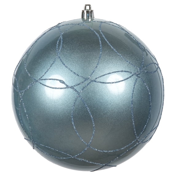 Vickerman 6" Periwinkle Candy Ornament with Circle Glitter Pattern, 3 per Bag