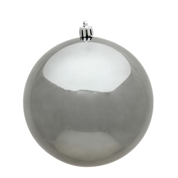 Vickerman 6" Pewter Shiny Ball Ornament, 4 per Bag