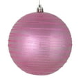 thumbnail image 1 of Vickerman 6" Pink Candy Finish Ball Ornament with Glitter Lines, 3 per Bag, 1 of 3