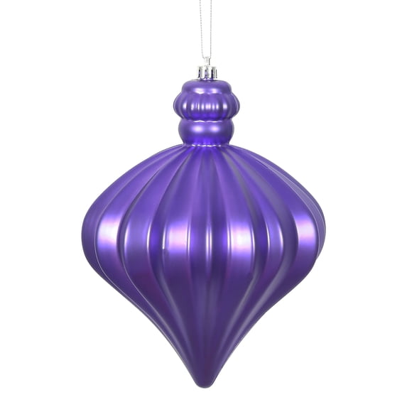 Vickerman 6" Purple Matte Onion Drop Christmas Ornament, 4 per pack