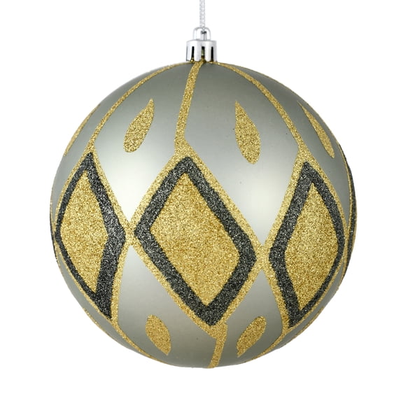 Vickerman 6" Red Matte Ball with Glitter Diamond Pattern. Add variety and sparkle to your holiday arrangement with this matte ornament that features a glitter pattern. Includes 3 pieces per bag. Made