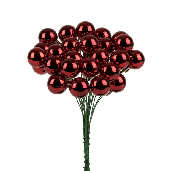 Vickerman 6" Red Shiny Ball Ornament Christmas Pick, Pack of 2