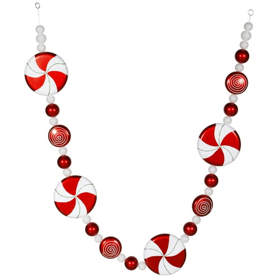 Vickerman 6' Red-White Peppermint Candy Christmas Garland