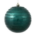 thumbnail image 1 of Vickerman 6" Sea Blue Candy Finish Ball Ornament with Glitter Lines, 3 per Bag, 1 of 3