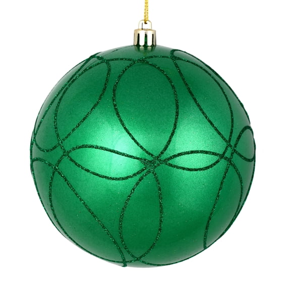 Vickerman 6" Seafoam Green Candy Ornament with Circle Glitter Pattern, 3 per Bag