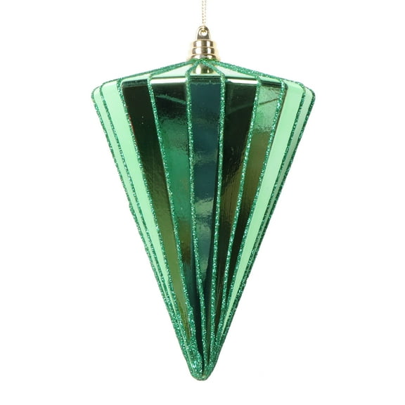 Vickerman 6" Shiny Midnight Green Cone Ornament, 3 per bag.