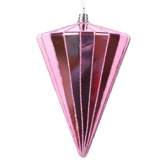 Vickerman 6" Shiny Pink Cone Ornament, 3 per bag.
