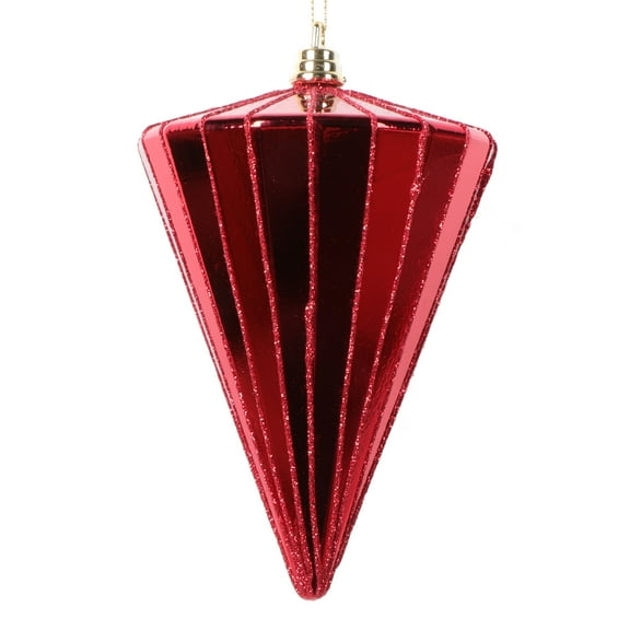Vickerman 6" Shiny Red Cone Ornament, 3 per bag.