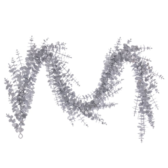 Vickerman 6' Silver Artificial Eucalyptus Glitter Garland.