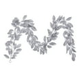 thumbnail image 1 of Vickerman 6' Silver Artificial Gardenia Glitter Garland., 1 of 5