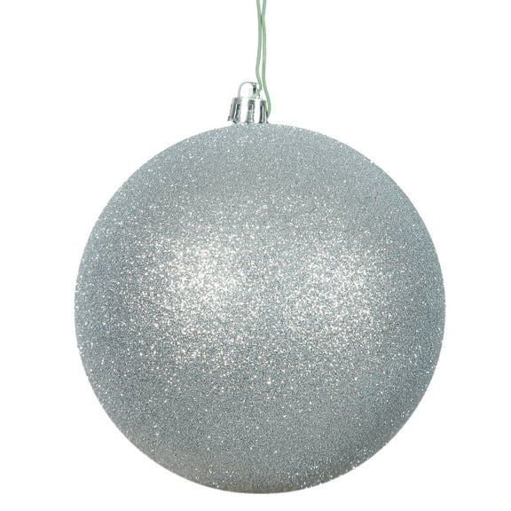 Vickerman 6" Silver Glitter Ball Ornament, 4 per Bag