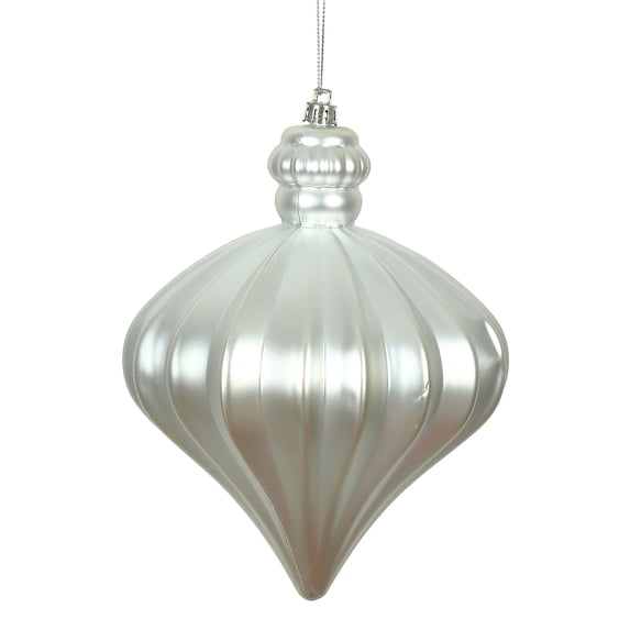 Vickerman 6" Silver Matte Onion Drop Christmas Ornament, 4 per pack