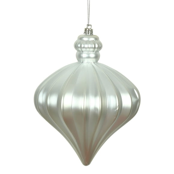 Vickerman 6" Silver Matte Onion Drop Christmas Ornament, 4 per pack