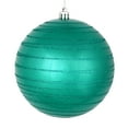 thumbnail image 1 of Vickerman 6" Teal Candy Finish Ball Ornament with Glitter Lines, 3 per Bag, 1 of 3