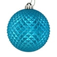thumbnail image 1 of Vickerman 6" Turquoise Durian Glitter Ball Ornament, 4 per Bag, 1 of 4
