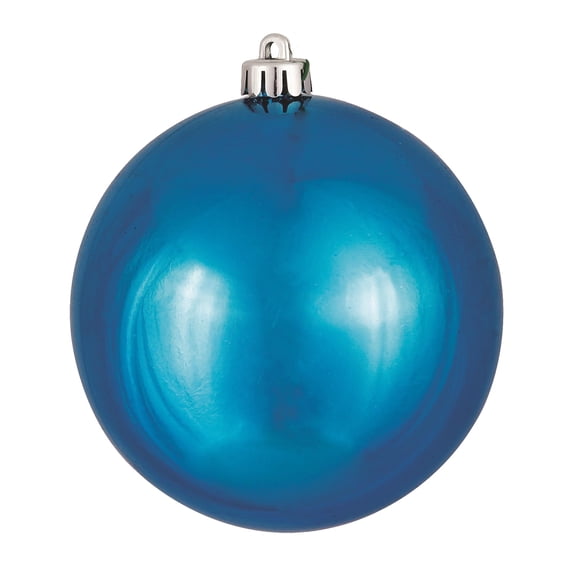 Vickerman 6" Turquoise Shiny Ball Ornament, 4 per Bag