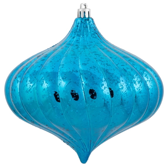 Vickerman 6" Turquoise Shiny Mercury Onion Ornament 4/Bg