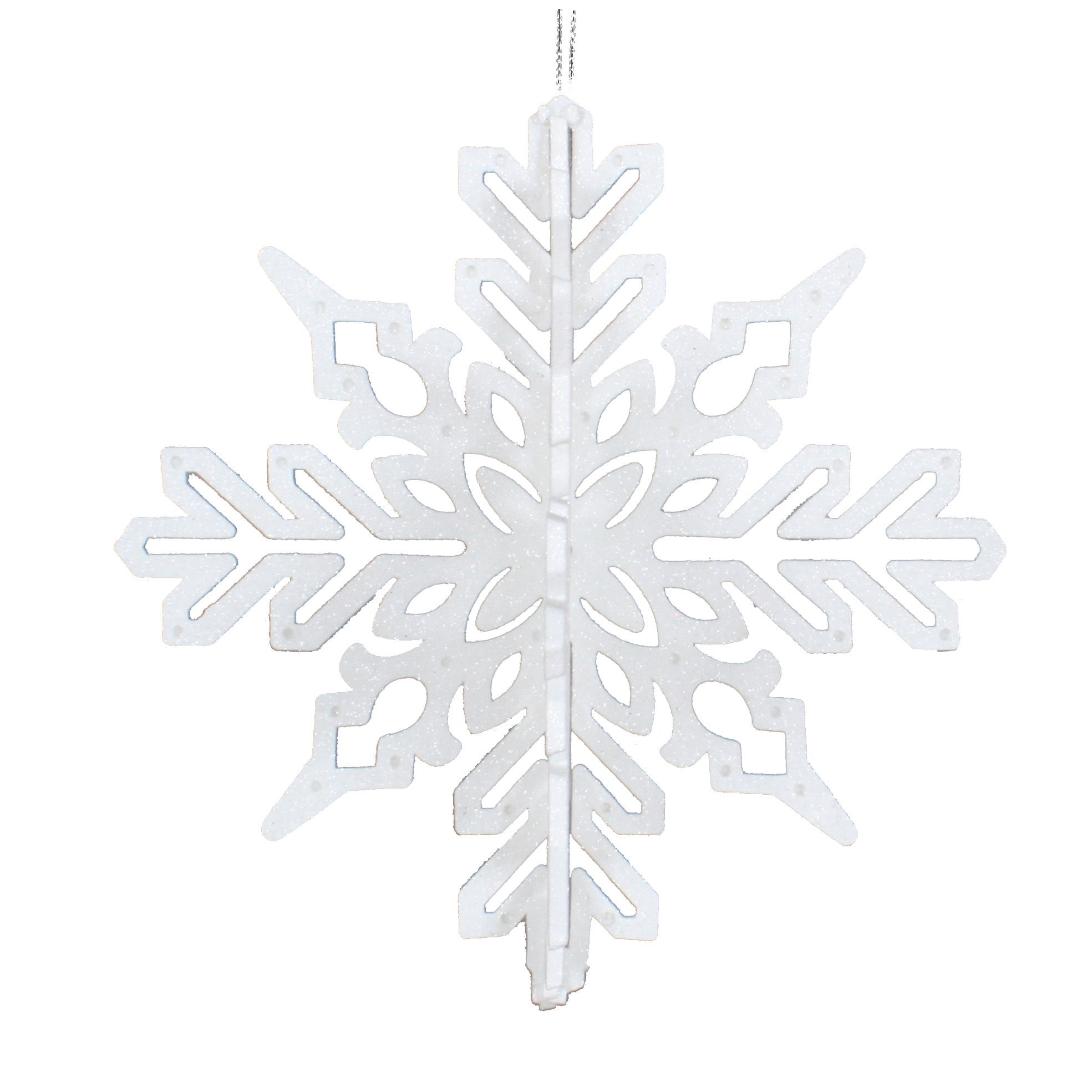 12 White Silver 3D Foam Snowflake Ornament – Modern Display
