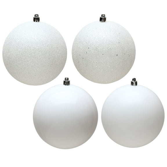 Vickerman 6" White 4-Finish Ball Ornament Assortment, 4 per Box