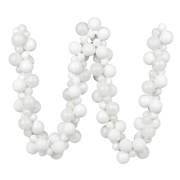 Vickerman 6' White Assorted Ornament Ball Christmas Garland