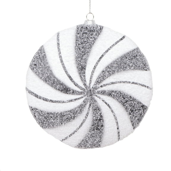 Vickerman 6" White Black Swirl Flat Ball Ornament, 2 per bag.